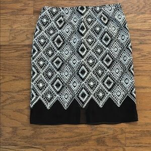 Worth Black and White Geometric Pencil Skirt
